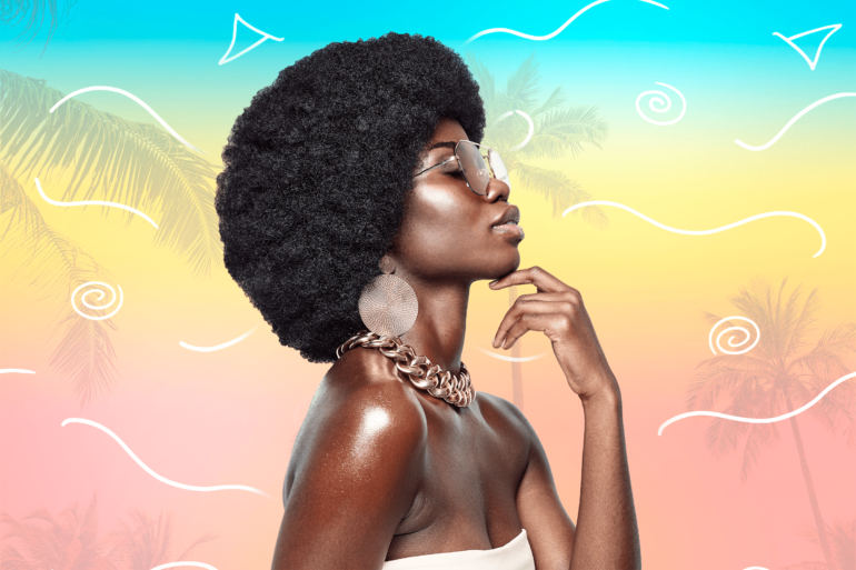 MODELO NEGRA ANOS 80 CABELO AFRO